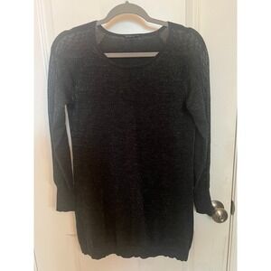 Eileen Fisher Merino Wool Metallic Long Sleeves Mesh Sweater XS quiet luxury